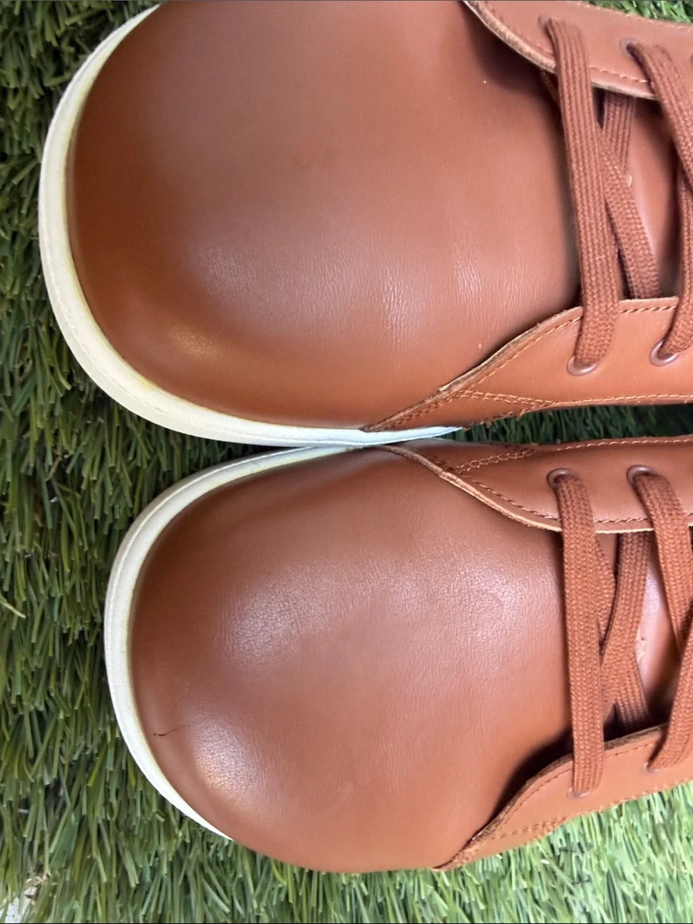 Men's Tan Leather Low-Top Sneakers